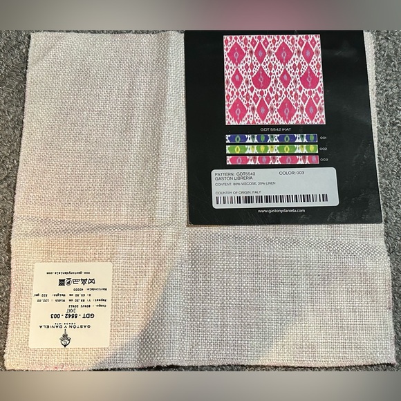 Gaston y Daniela Fabric Sample Remnant Ikat 11” Rojo Pink Purple Crafts - Picture 4 of 14